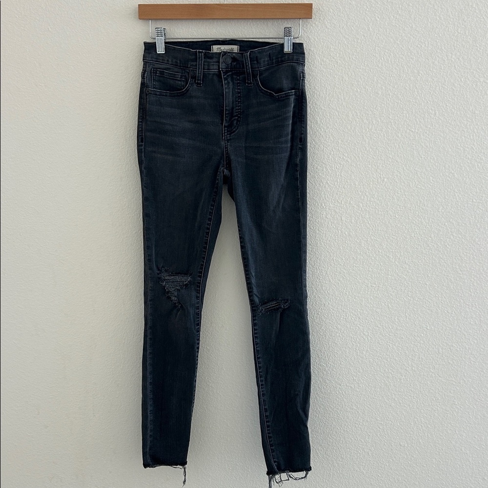 Madewell Women's Black Distressed Hi-Rise Skinny Jeans